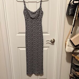 Elegant Black and White Floral Print Dress